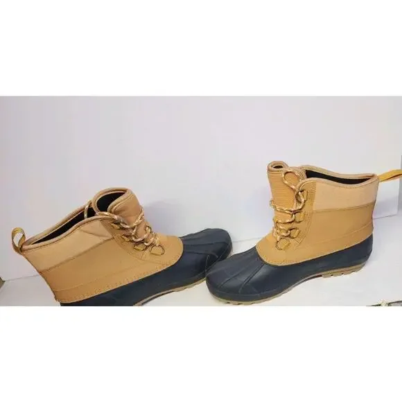 Universal Thread Women's 10 Duck Boots Waterproof Rain Lace Up Tan Black Ankle - Picture 12 of 16